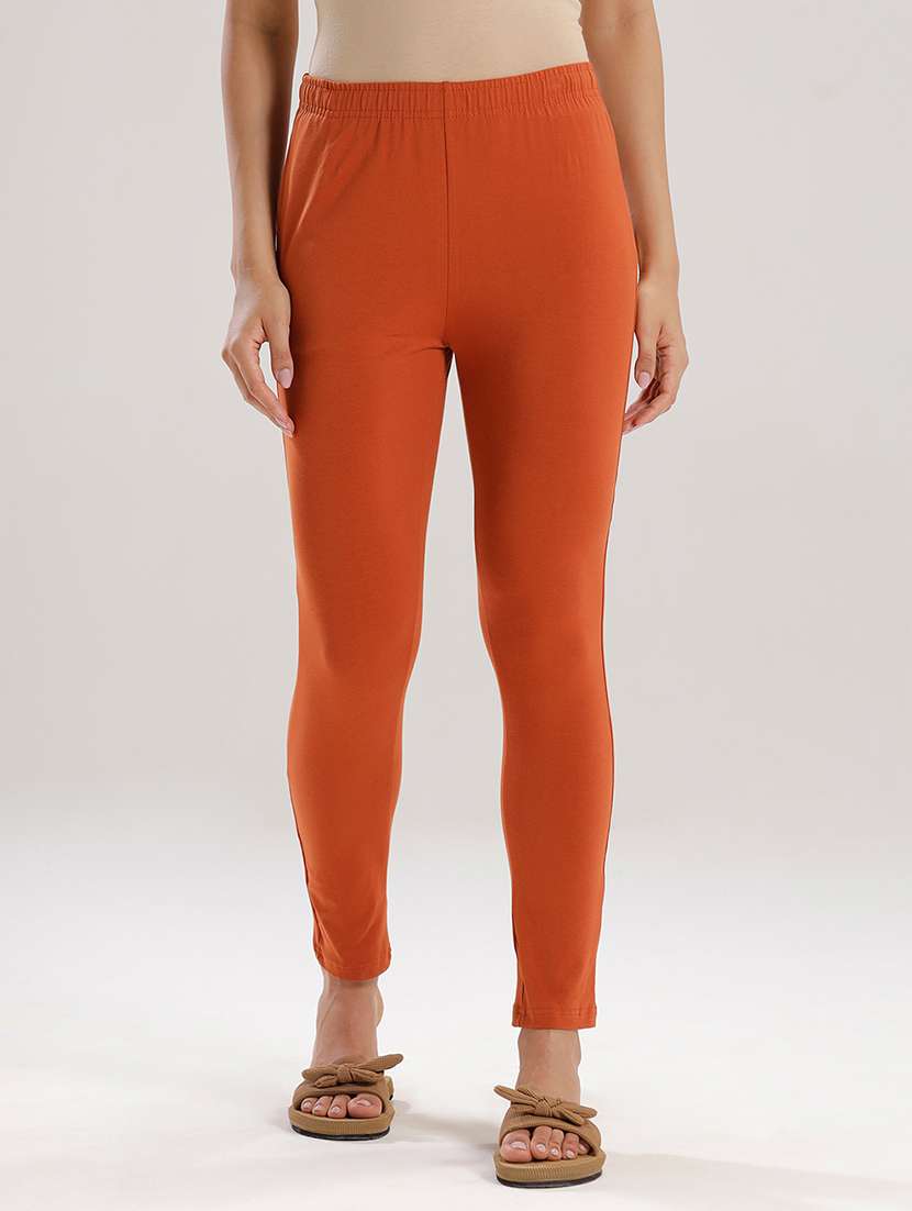 women solid mid rise ankle length legging