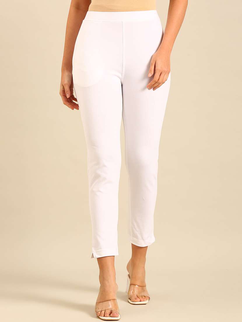 women solid mid rise ankle length legging