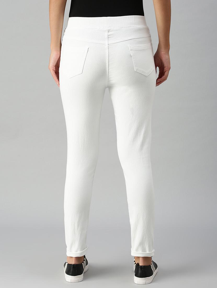women sollid mid rise slim fit jegging - 21930262 - Standard Image - 3