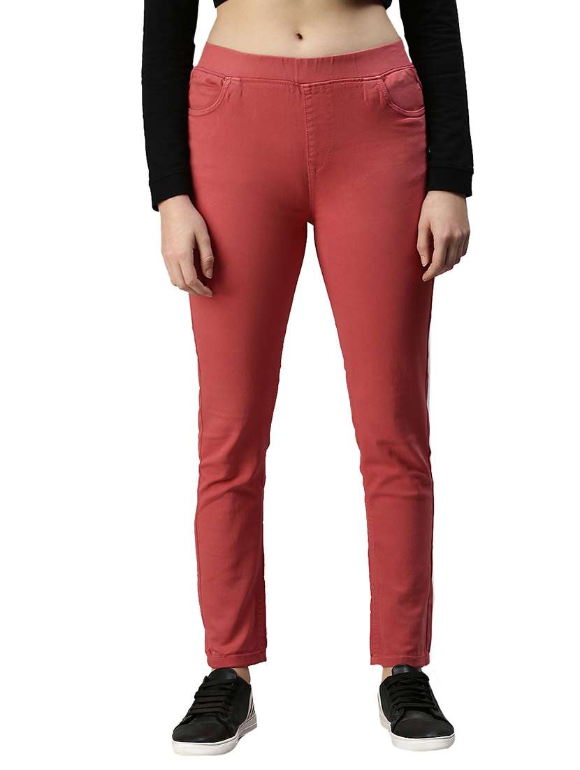 women sollid mid rise slim fit jegging - 21930265 - Zoom Image - 0