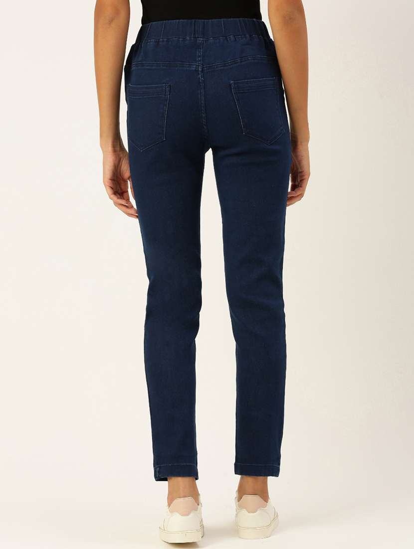 women sollid mid rise slim fit jegging - 21930267 - Standard Image - 3