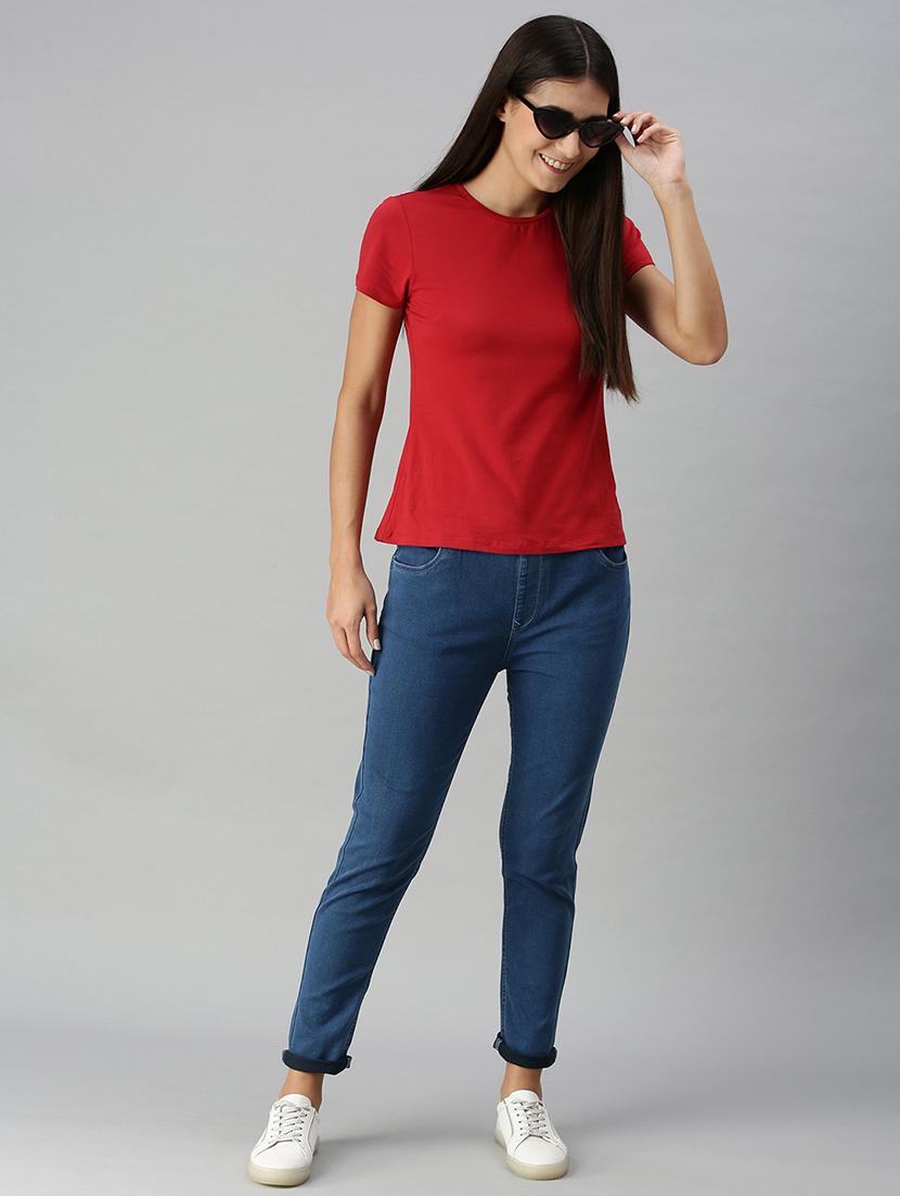 women sollid mid rise slim fit jegging - 21930268 - Standard Image - 3