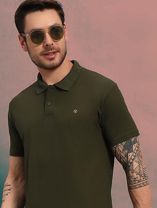 men solid short sleeves regular fit polo t-shirt - 21930284 - Standard Image - 0