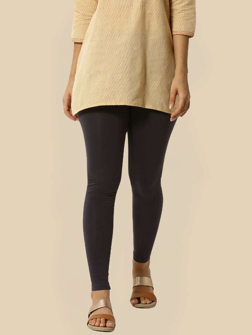 women solid mid rise ankle length legging