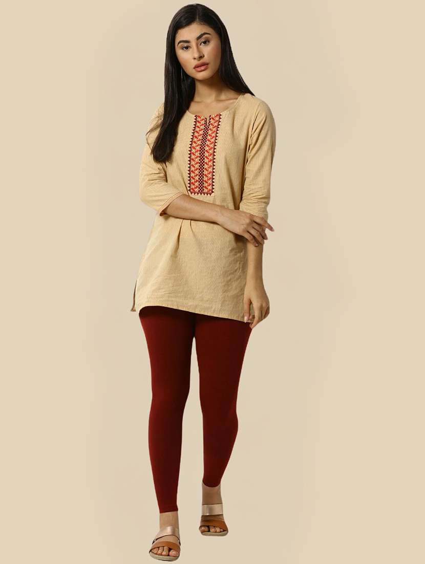 women solid mid rise ankle length legging - 21930299 -  Standard Image - 3