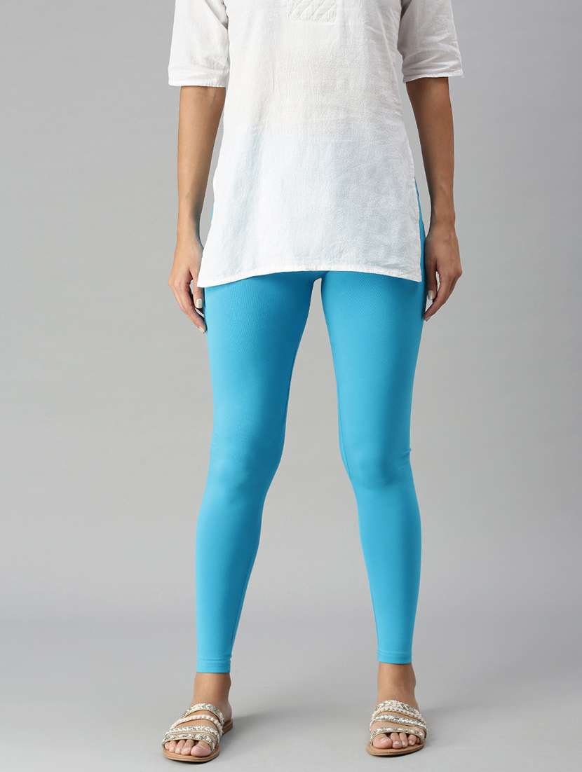 women solid mid rise ankle length legging