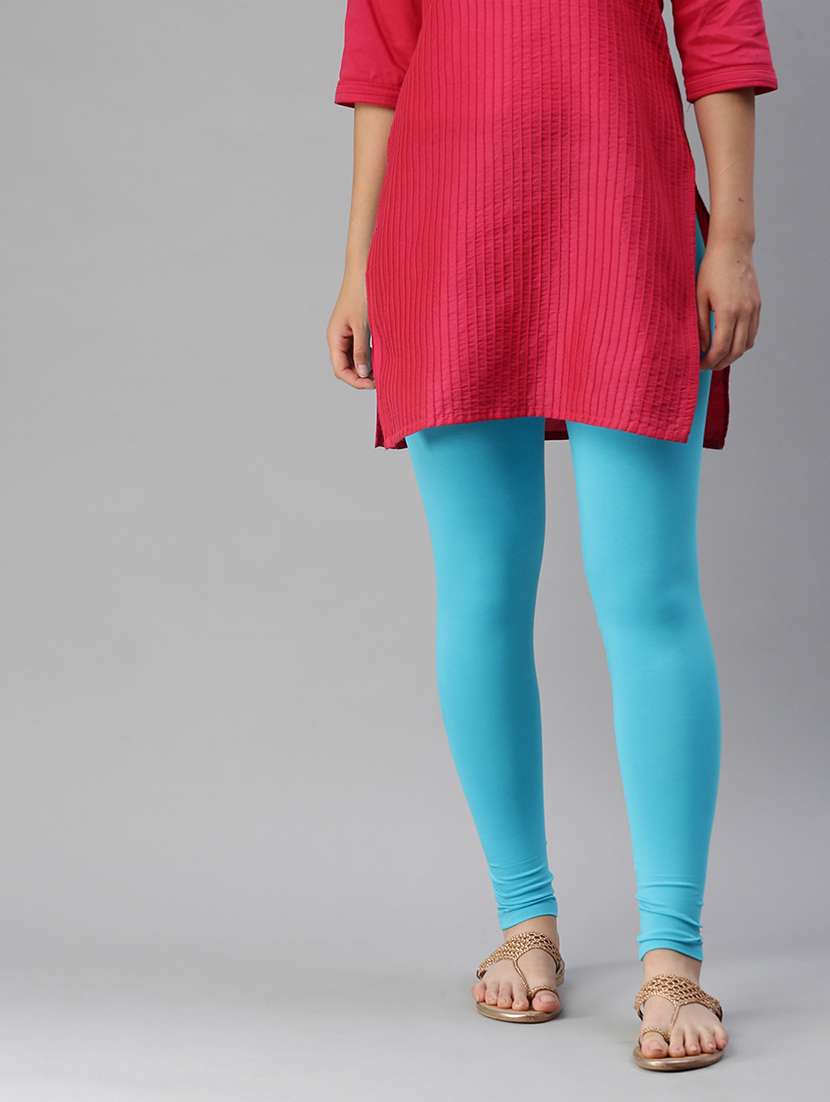 women solid mid rise full length legging