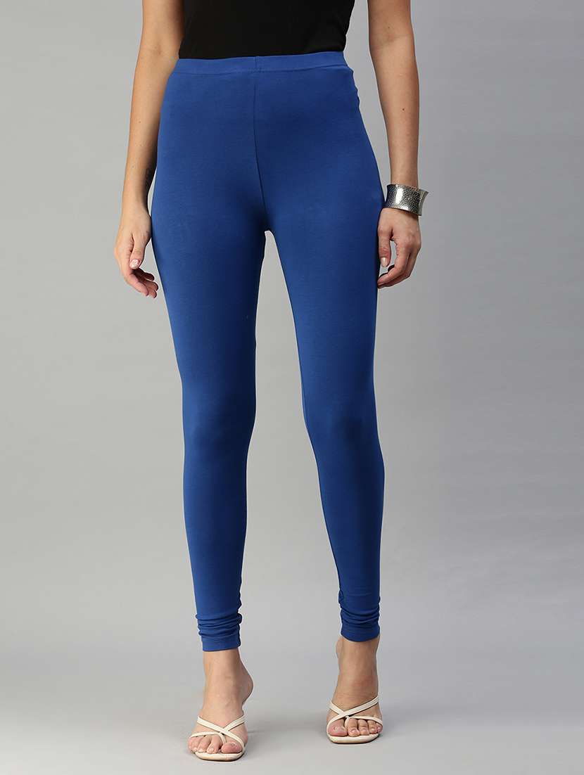 women solid mid rise full length legging