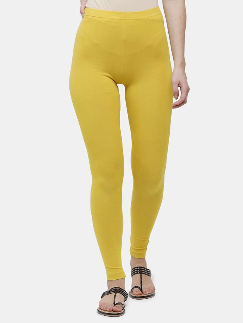 women solid mid rise ankle length legging