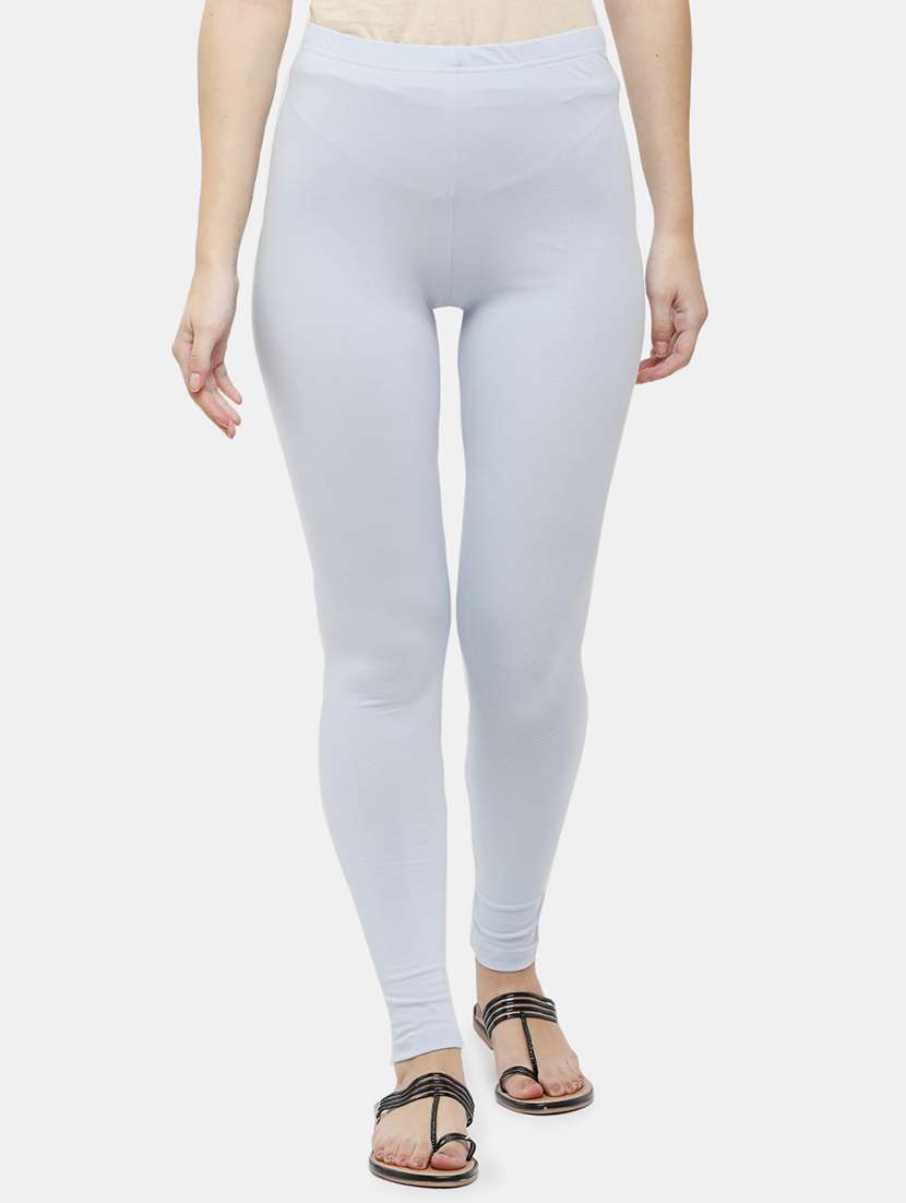 women solid mid rise ankle length legging