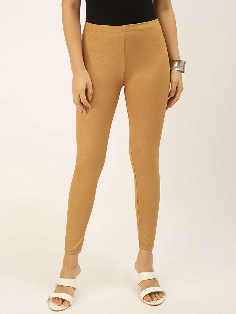 women solid mid rise ankle length legging