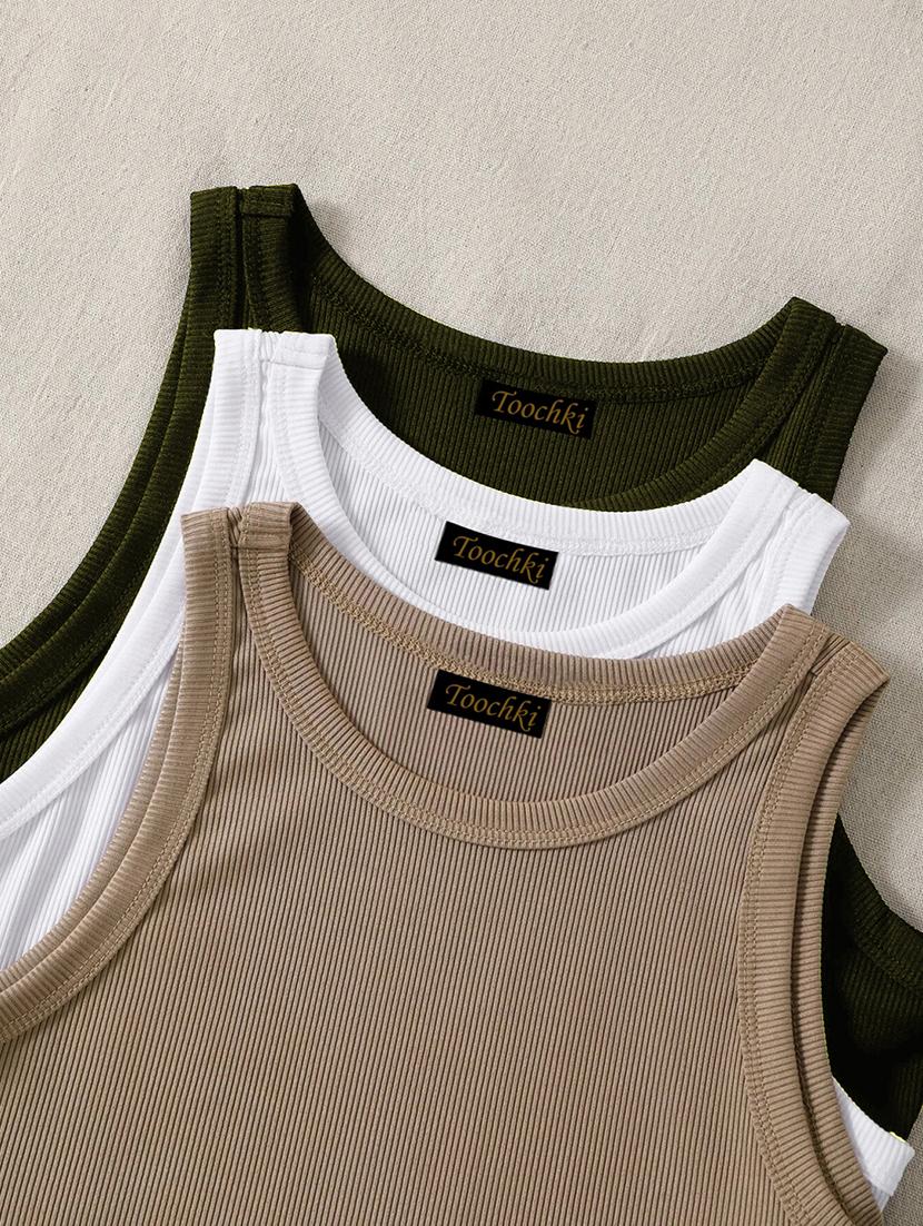 women pack of 3 solid sleeveless tank top - 21930381 - Standard Image - 3