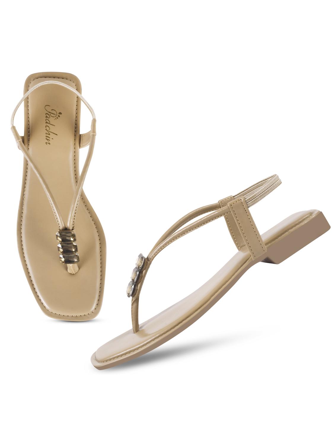 women beige t-strap sandal - 21930382 - Standard Image - 3