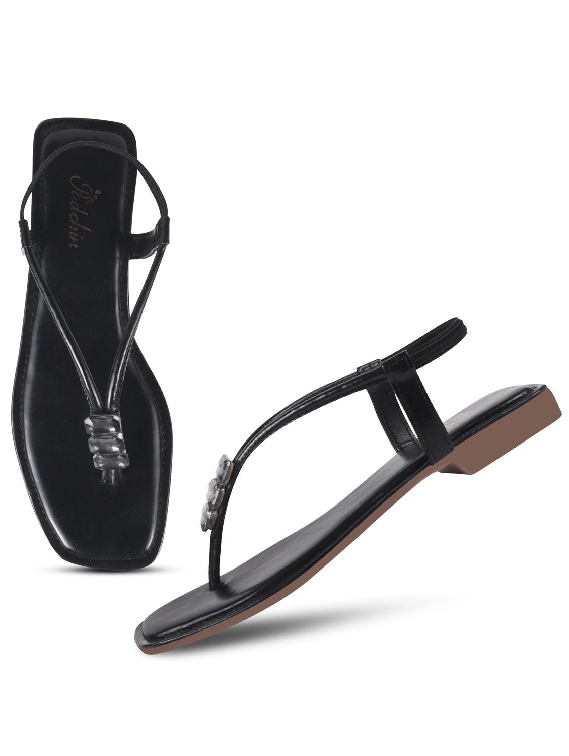 women black t-strap sandal - 21930383 - Standard Image - 3