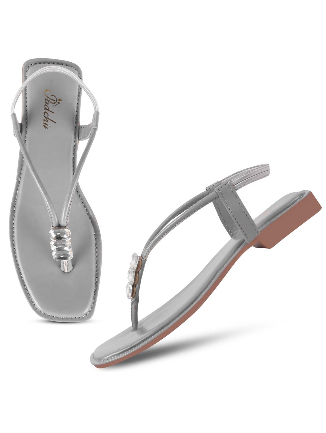 women grey t-strap sandal - 21930384 - Standard Image - 3