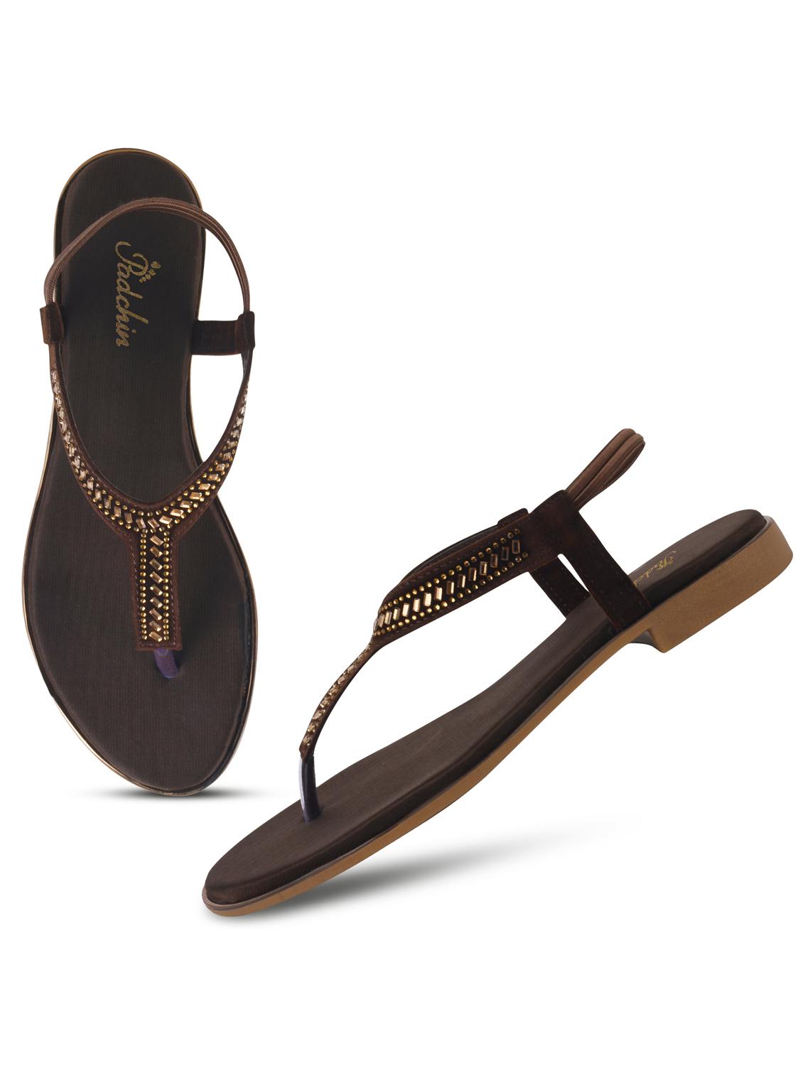 women brown t-strap sandal - 21930386 - Standard Image - 3