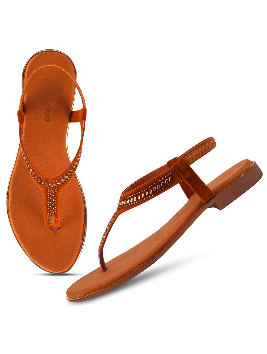 women tan t-strap sandal - 21930387 - Standard Image - 3