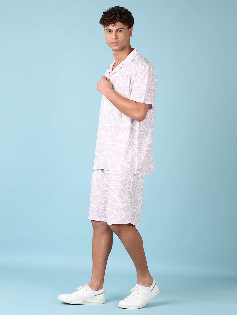 men printed cuban collared loose fit shirt - 21930423 - Standard Image - 5