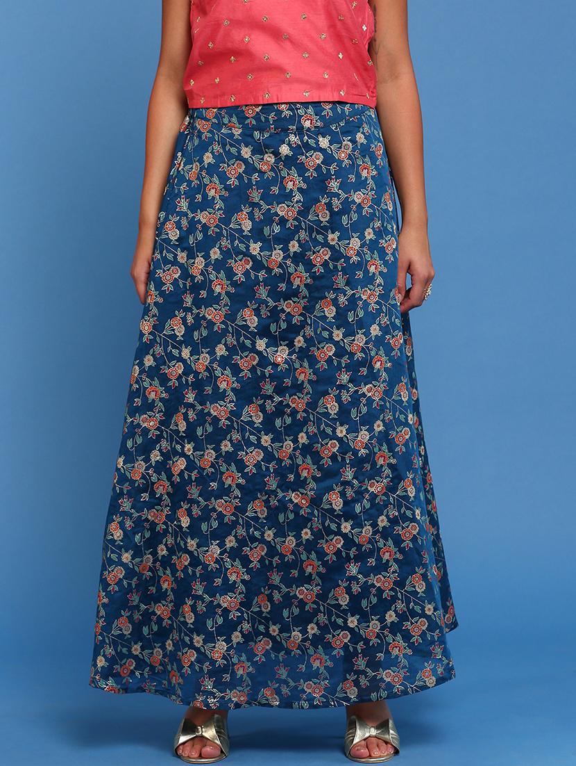 women floral printed mid rise a-line skirt - 21930431 - Zoom Image - 0