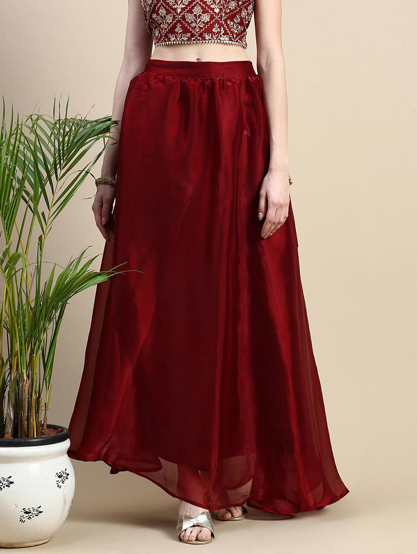 women solid mid rise flared skirt - 21930436 -  Zoom Image - 0