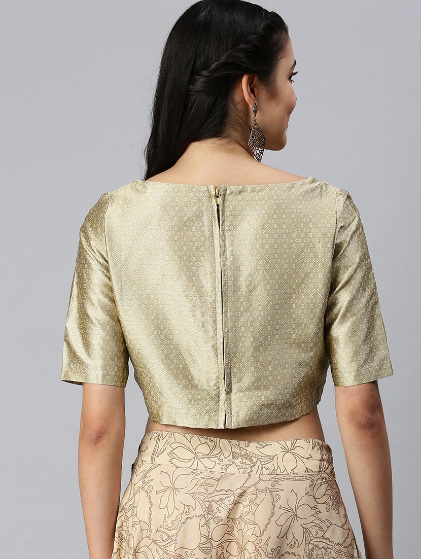 women beige short sleeve stitched blouse - 21930483 - Standard Image - 3