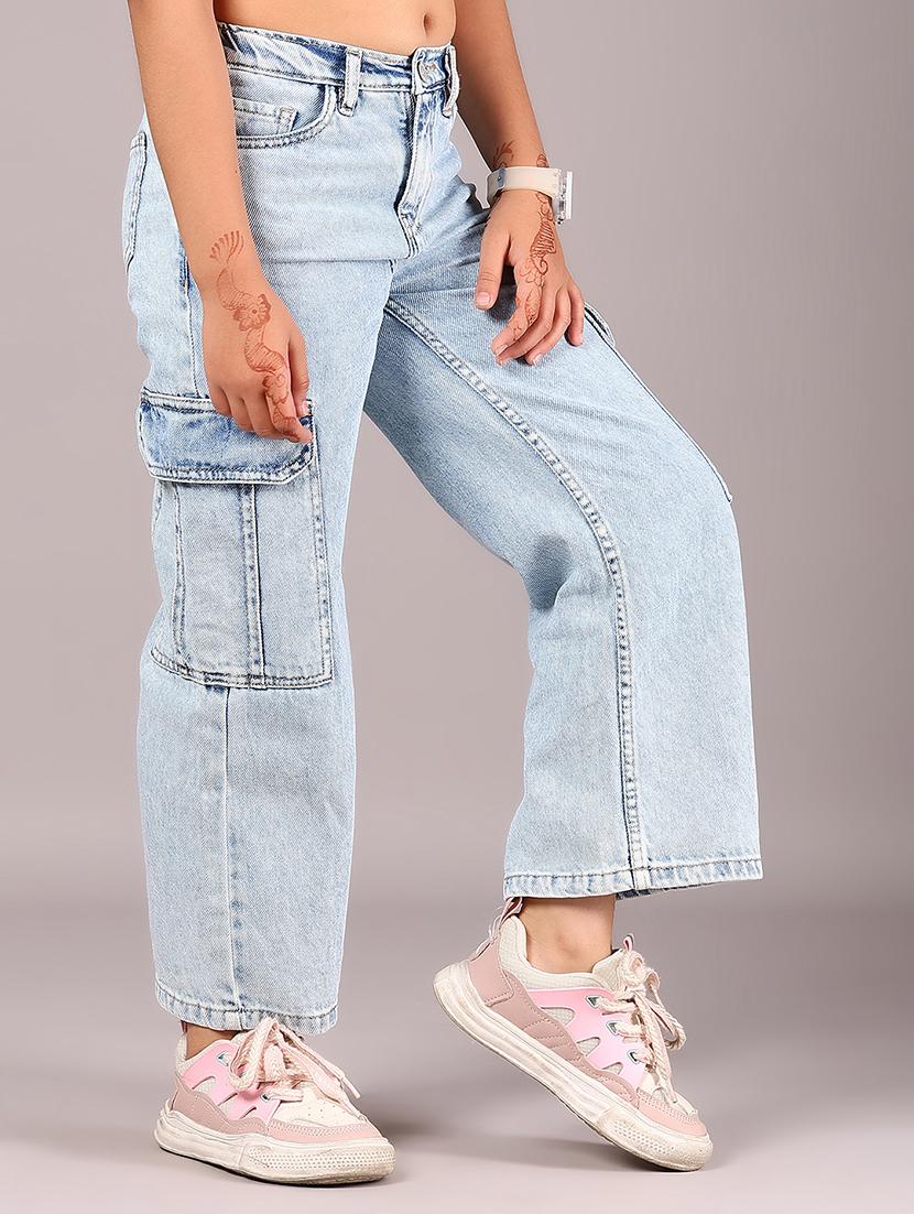 girls light blue mid rise cargo - 21930638 - Standard Image - 3