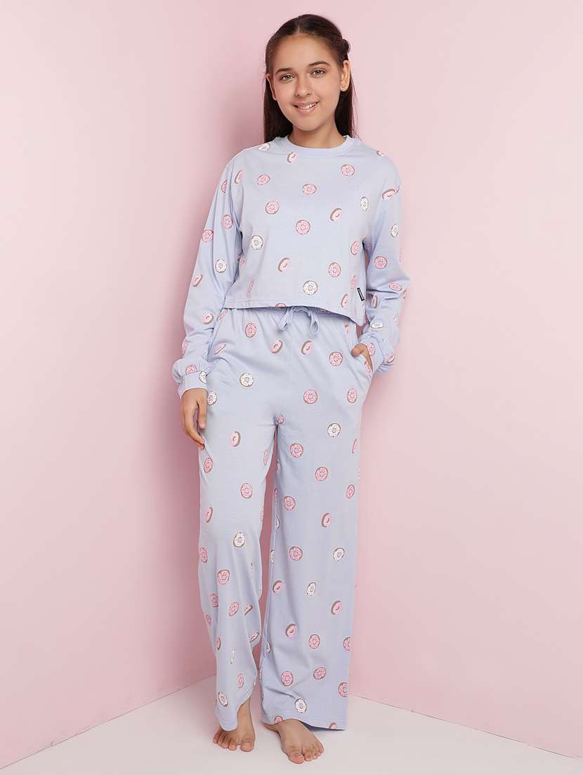 girls printed long sleeve pyjama set nightwear