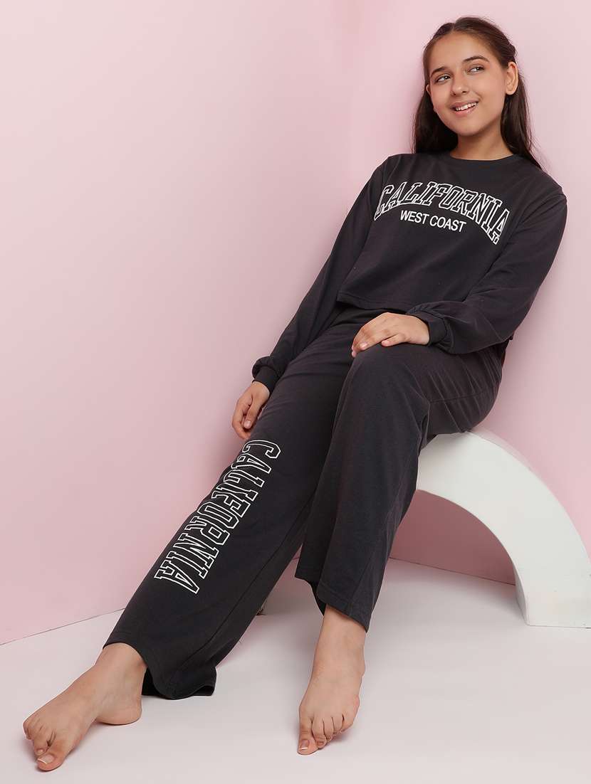 girls typographic long sleeve pyjama set nightwear - 21930678 -  Standard Image - 3