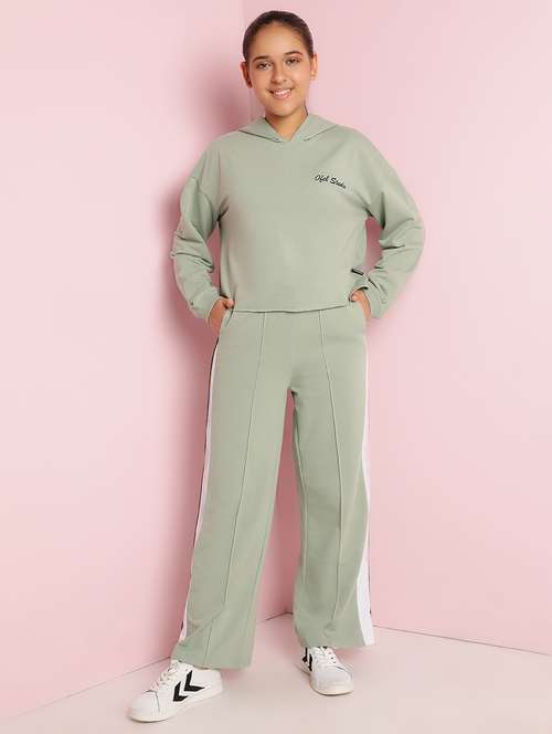 girls solid long sleeve active wear set - 21930682 - Standard Image - 0