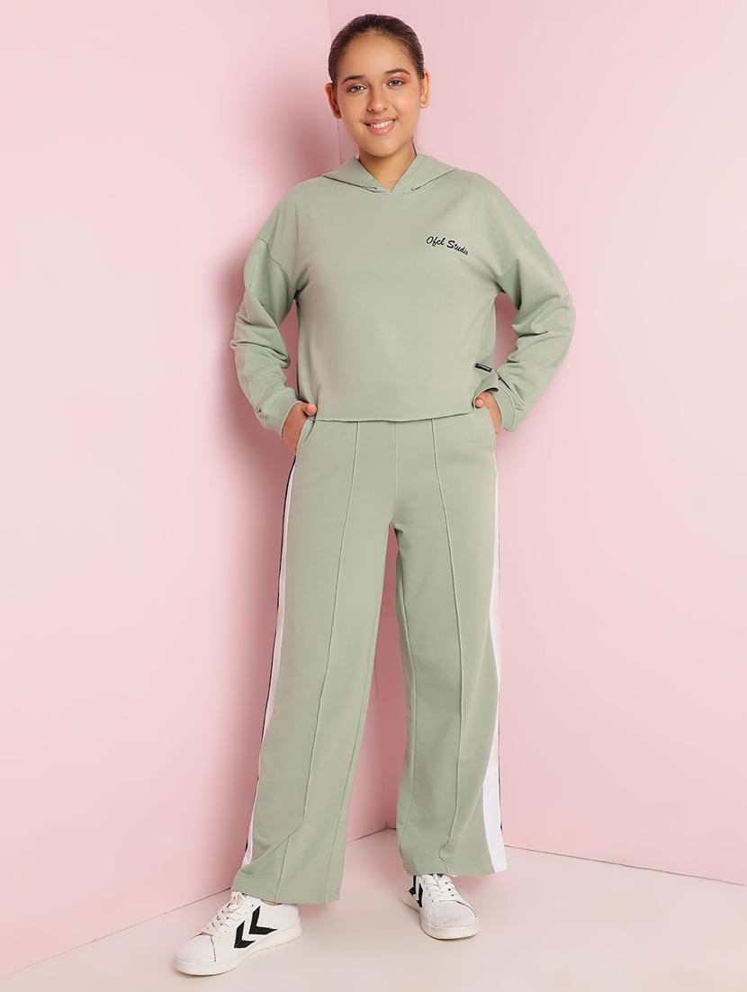 girls solid long sleeve active wear set - 21930682 - Zoom Image - 0