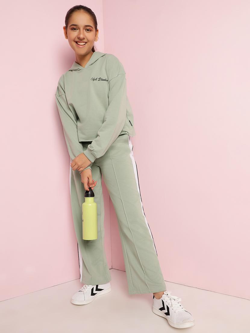girls solid long sleeve active wear set - 21930682 - Standard Image - 3