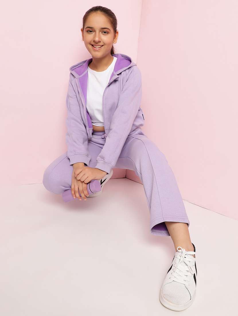 Girls Solid Long Sleeve Active Wear Set - 21930686 -  Standard Image - 3