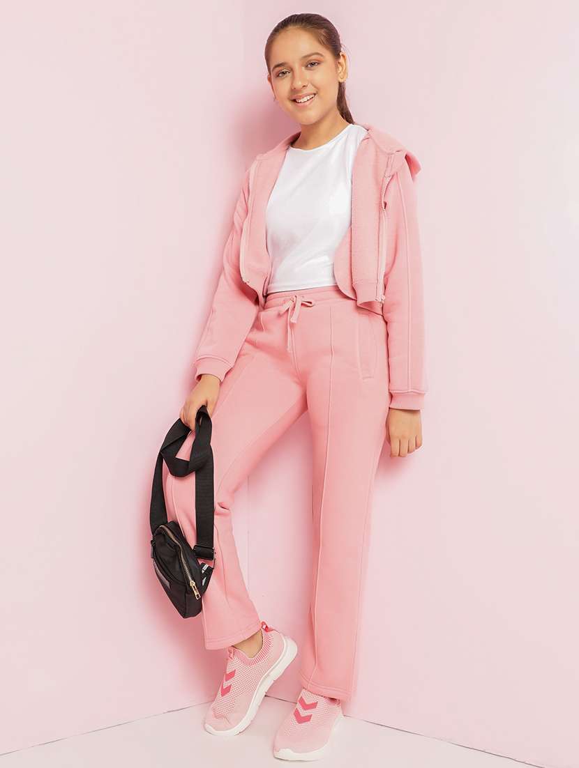 girls solid long sleeve active wear set - 21930689 -  Standard Image - 3