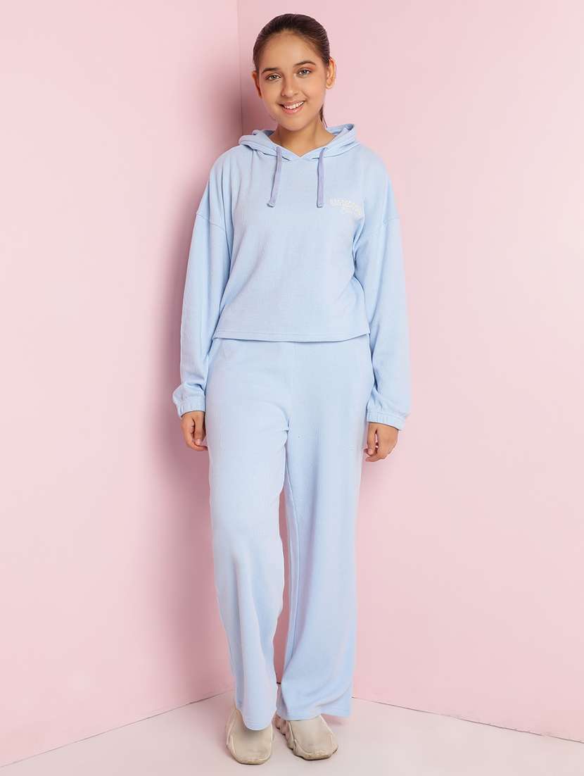 girls solid long sleeve active wear set