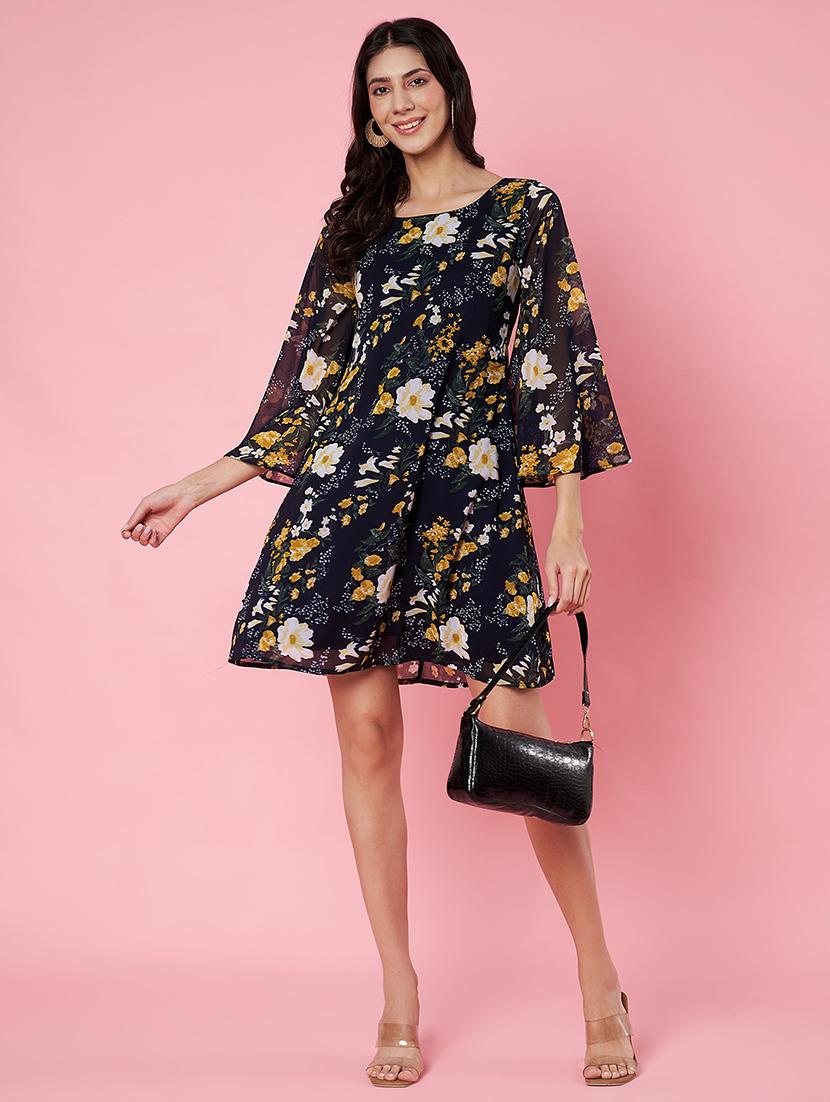 women floral printed bell sleeves a-line dress - 21930711 - Standard Image - 5
