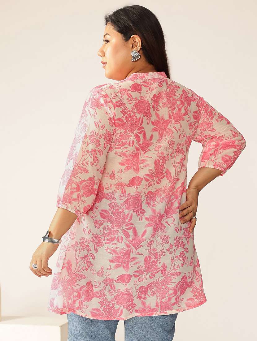 women plus size floral printed a-line kurti - 21930728 - Standard Image - 3