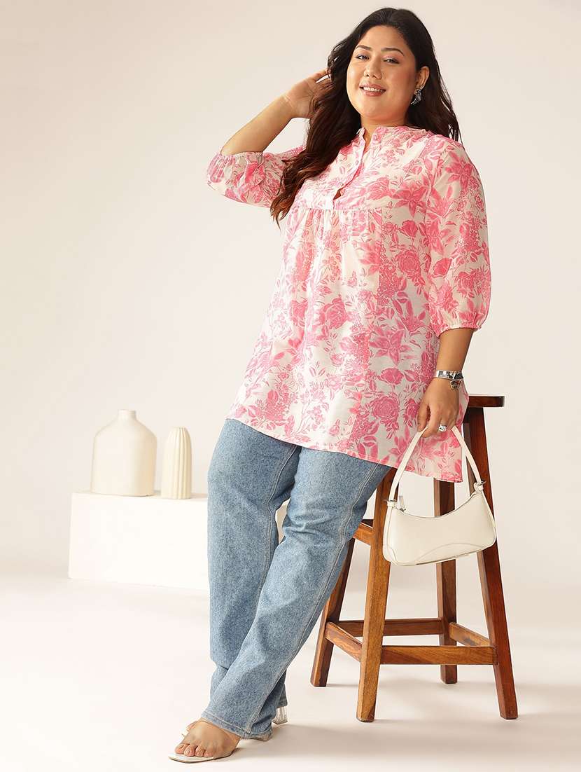 women plus size floral printed a-line kurti - 21930728 - Standard Image - 5