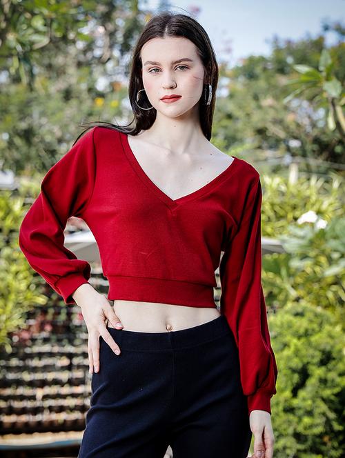 women's 3-in-1 versatile crop top with high neck inner & full sleeve outer - 21930746 -  Standard Image - 0