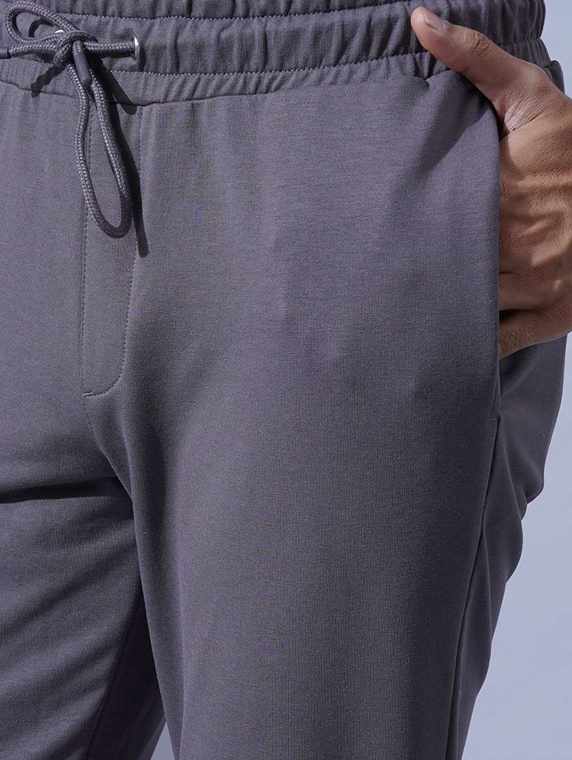 men grey solid mid rise track pant - 21930750 -  Standard Image - 3