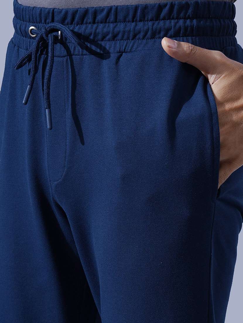 men blue solid mid rise full length track pant - 21930751 -  Standard Image - 3