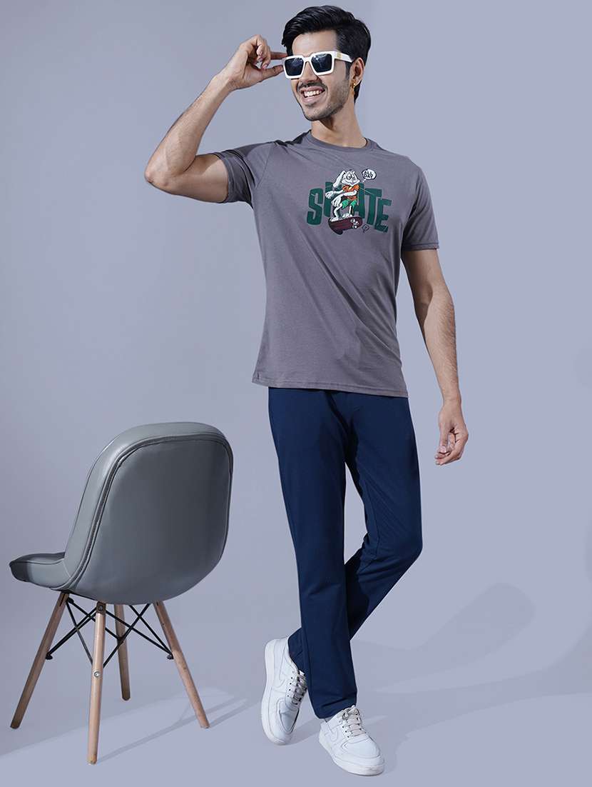 men blue solid mid rise full length track pant - 21930751 -  Standard Image - 5