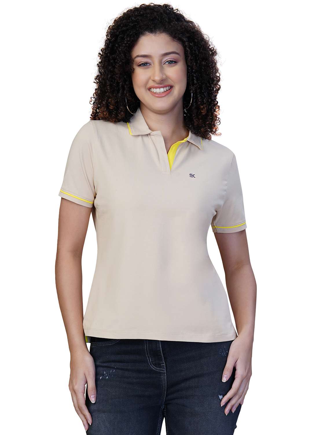 women solid short sleeves polo t-shirt - 21930768 -  Zoom Image - 0