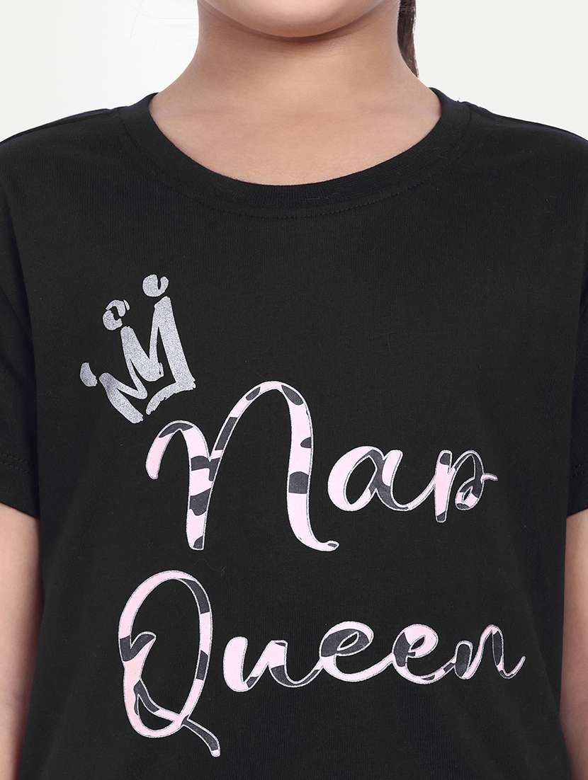 girls black printed pyjama set nightwear - 21930780 - Standard Image - 3