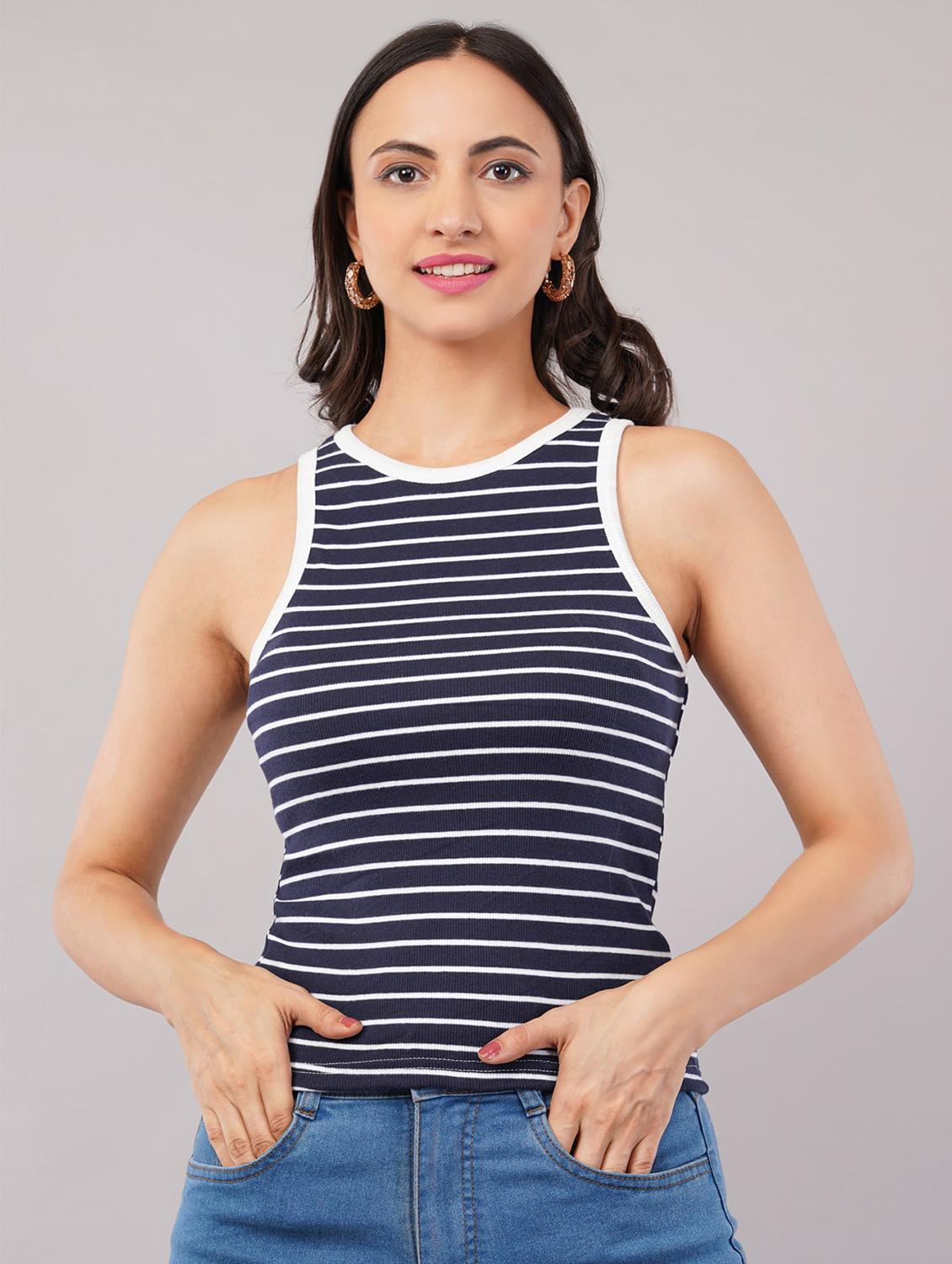 women striped sleeveless tank top