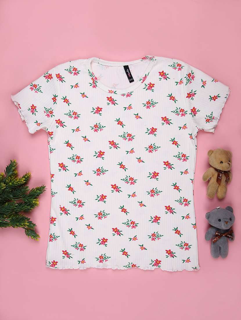 girls printed short sleeve tee