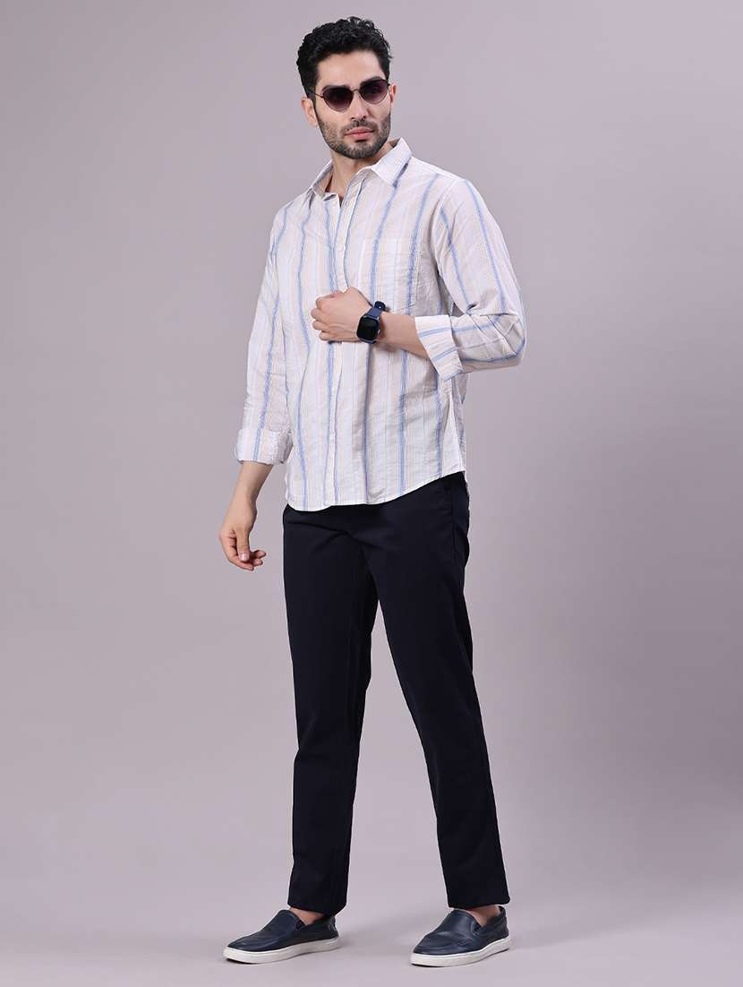 men striped long sleeve regular fit shirt - 21930822 - Standard Image - 3