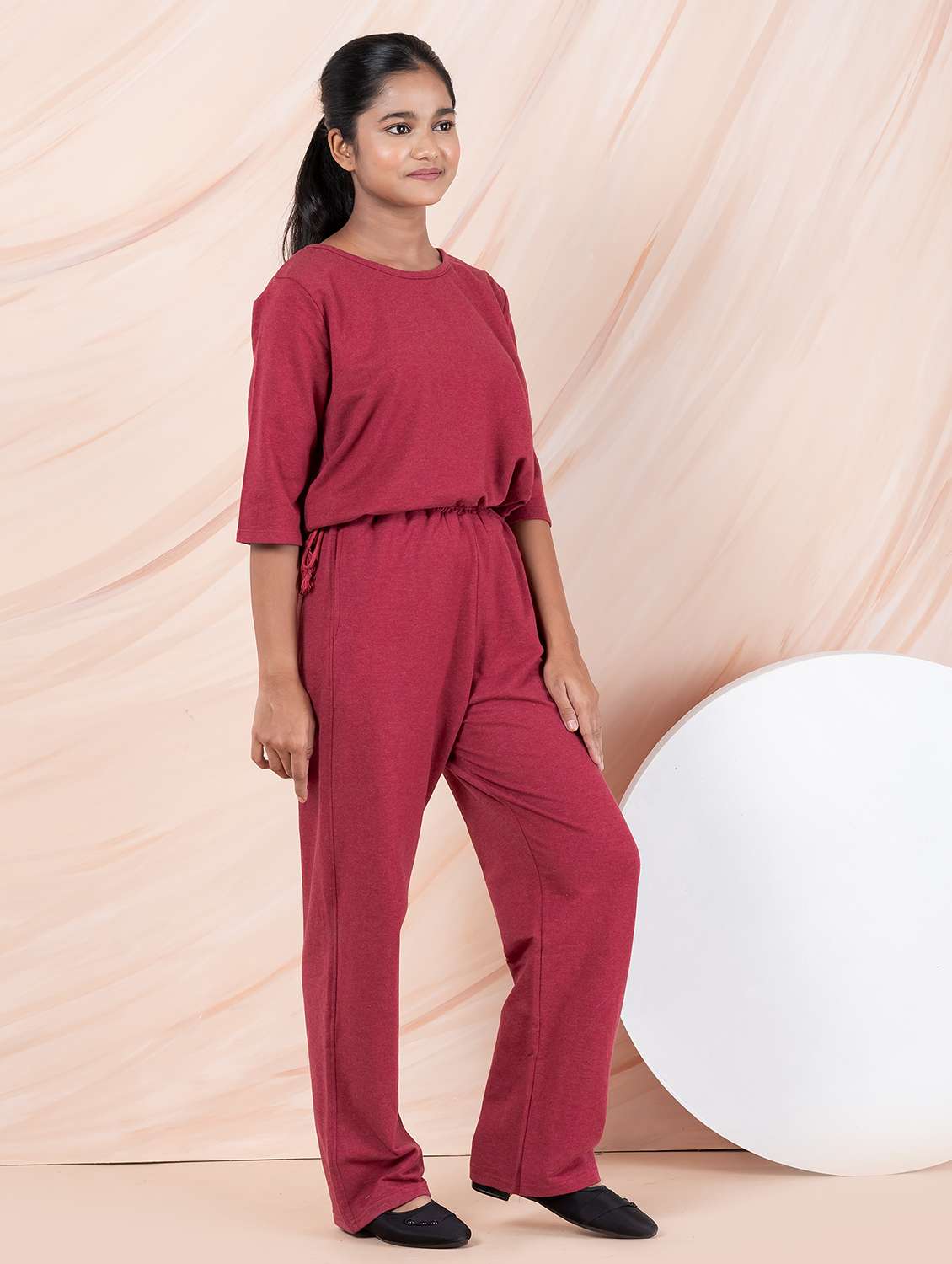 girls maroon solid top & trouser co-ords set - 21930973 -  Standard Image - 5