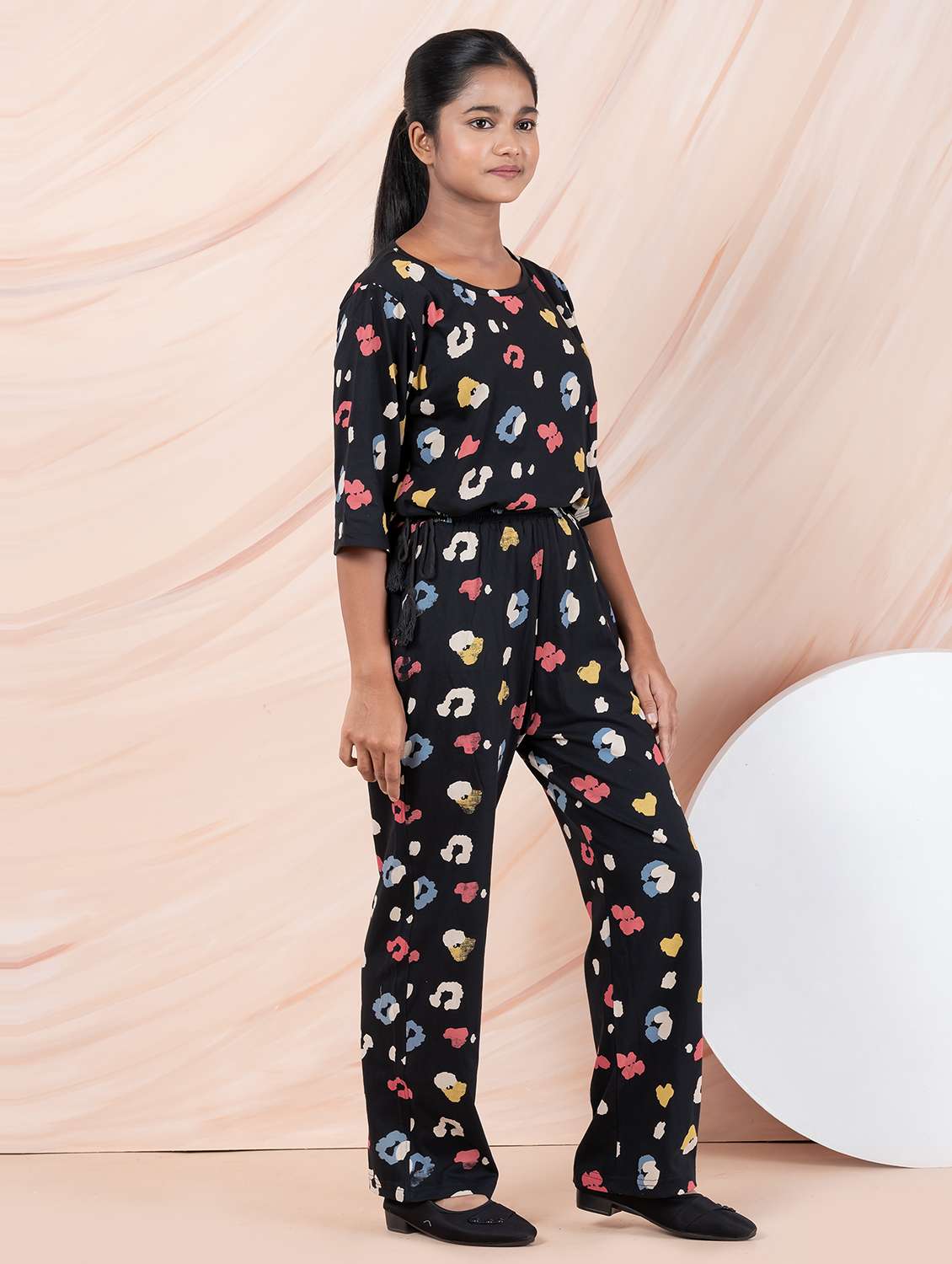 girls black printed top & trouser co-ords set - 21930975 -  Standard Image - 3