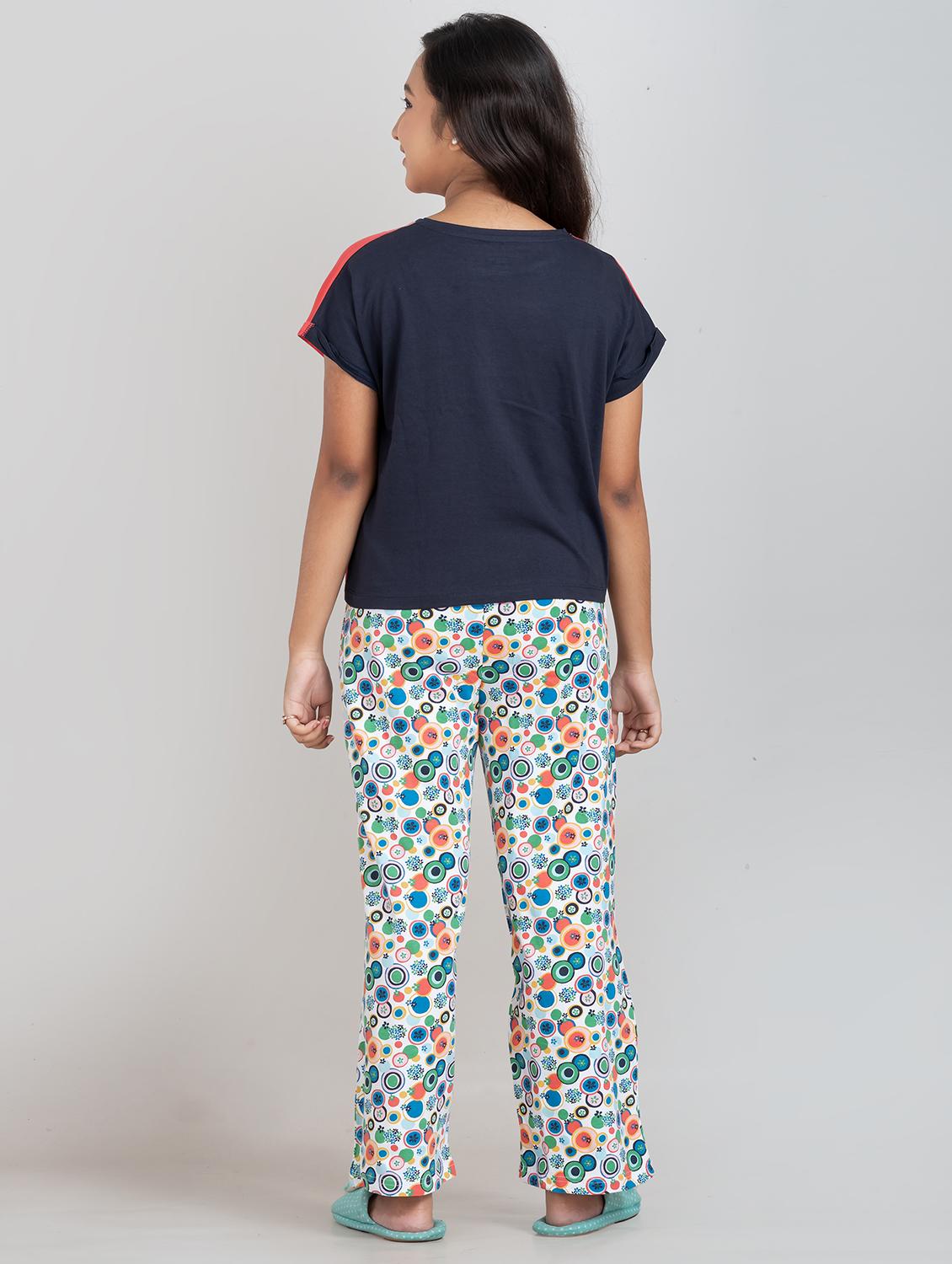 girls printed round neck pyjama set nightwear - 21930984 - Standard Image - 3