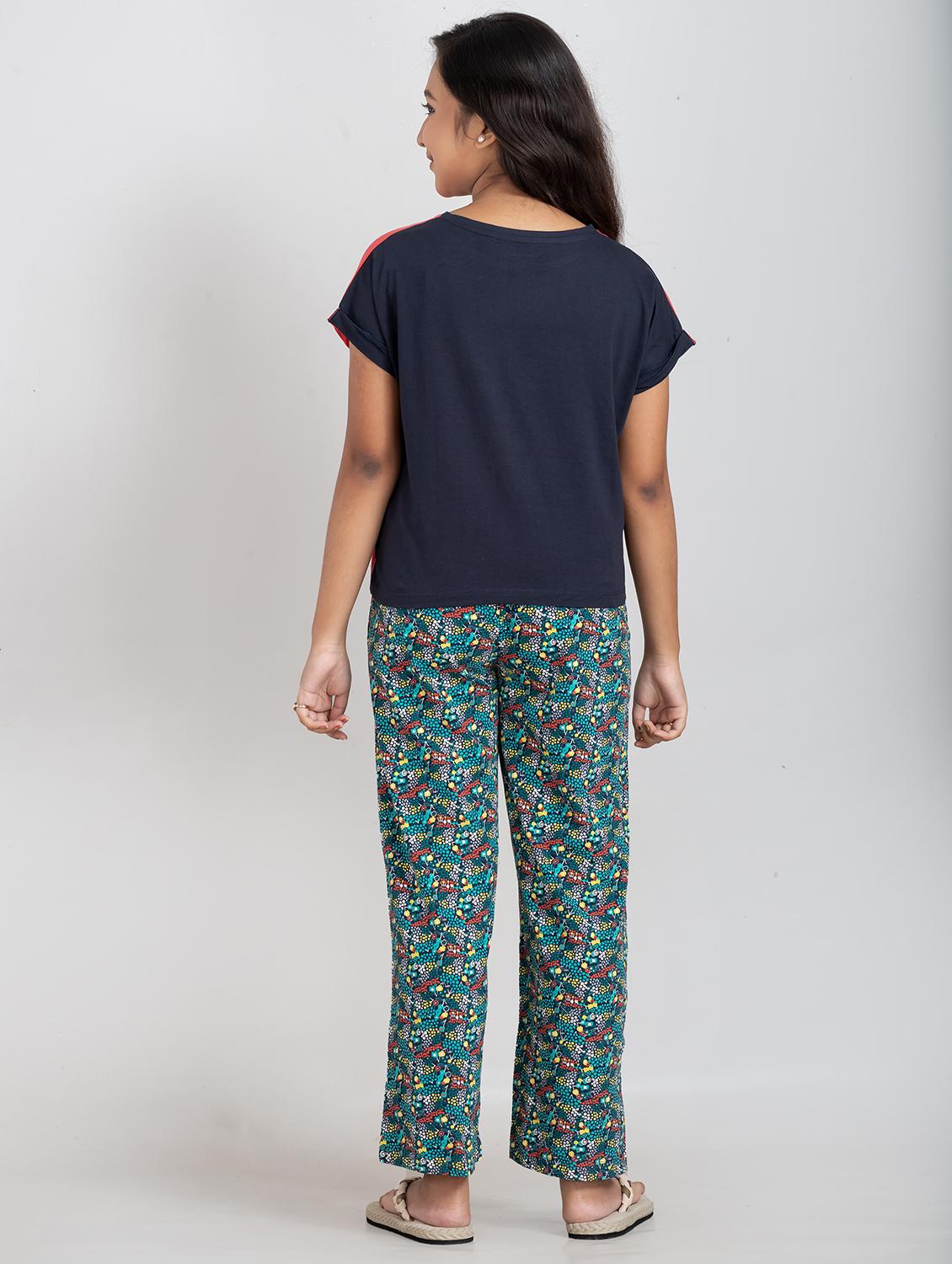 girls printed round neck pyjama set nightwear - 21930985 - Standard Image - 3